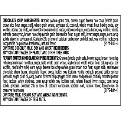 Quaker Chewy Variety Pack, Chocolate Chip and Peanut Butter Chocolate Chip 60 ct.