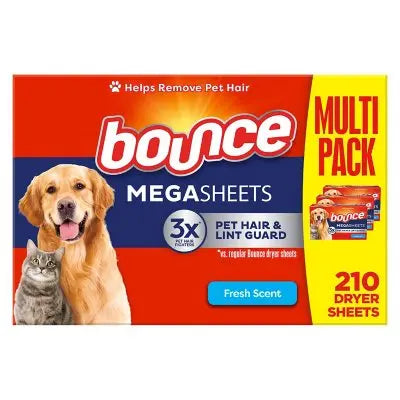 Bounce Tierhaar- und Fussel-Schutz Mega Trocknertücher, Frischer Duft, 210 St.