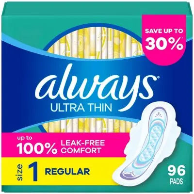 Always Ultra Dünne Normal (Größe 1) Damenbinden mit Flügeln, 96 Stück