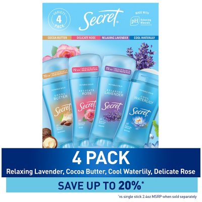 Secret Fresh Invisible Solid Antiperspirant Deodorant, Variety Pack, 2.6 oz., 4 pk.