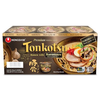 Nongshim Premium Tonkotsu Kuromayu Nudelsuppe 6er-Pack.