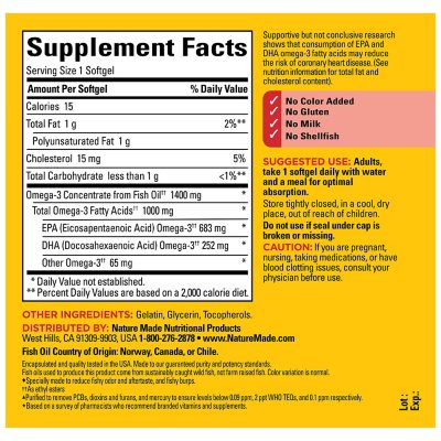 Nature Made Burp-Less Ultra Omega 3 from Fish Oil 1400 mg. Softgels 65 ct., 2pk.