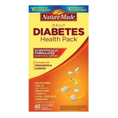 Nature Made Daily Diabetes Health Pack Dietary Supplement 60 pk.