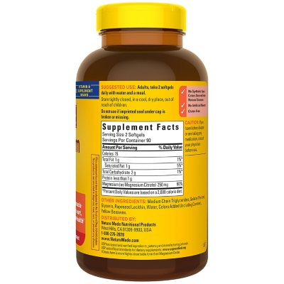 Nature Made Magnesium Citrate 250mg Softgels 180 ct.