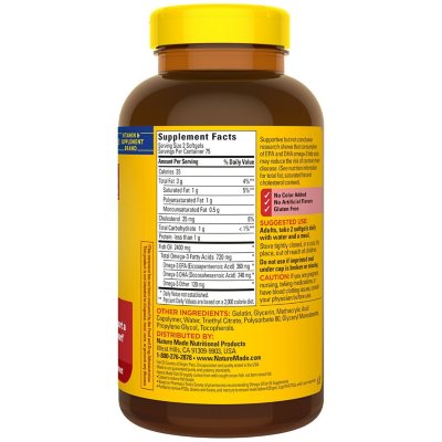 Nature Made Burp-Less Fish Oil 1,200 mg. Softgels for Heart Health 2 pk., 150 ct./pk.