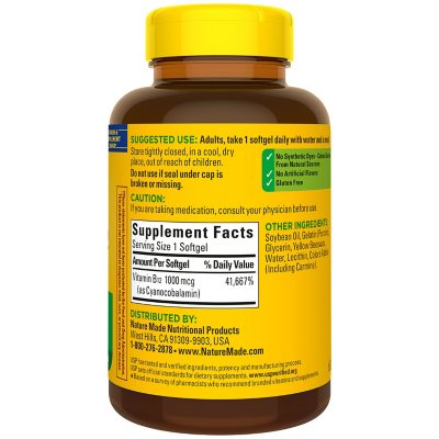 Nature Made B12 Vitamin Softgels, 1000 mcg 400 ct.