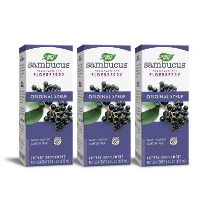 BUNDLE: Sambucus Standardized Elderberry Original Syrup, Immune Support, 4 fl. oz., 3 ct.