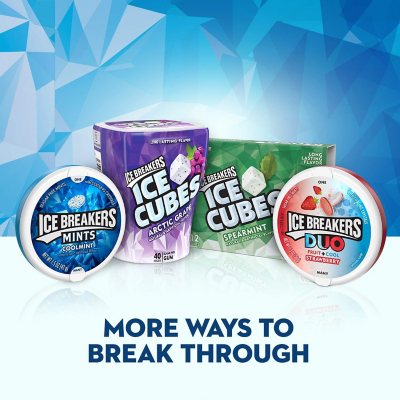 ICE BREAKERS Ice Cubes, Peppermint Sugar Free Chewing Gum, 40 pcs., 4 pk.