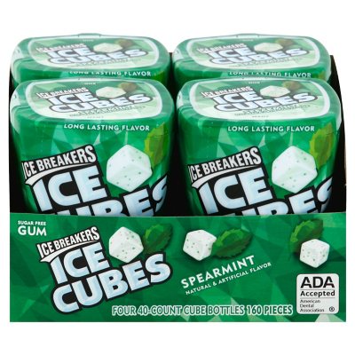 ICE BREAKERS Ice Cubes Spearmint Sugar Free Gum, 40 pcs., 4 pk.