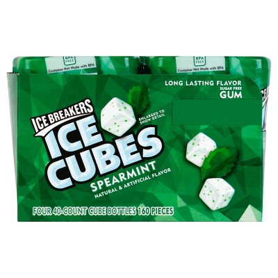 ICE BREAKERS Ice Cubes Spearmint Sugar Free Gum, 40 pcs., 4 pk.