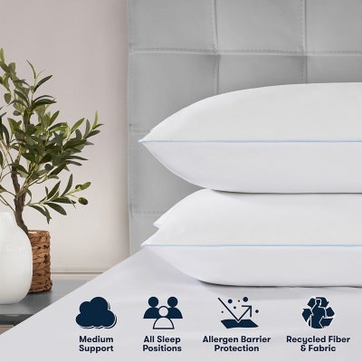 Serta Perfect Sleeper Comfy Sleep Eco-Friendly Bed Pillow, 2 Pack, Assorted Sizes