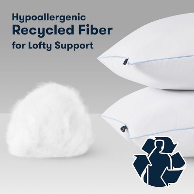 Serta Perfect Sleeper Comfy Sleep Eco-Friendly Bed Pillow, 2 Pack, Assorted Sizes