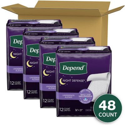 Depend Night Defense Incontinence Bed Pads, Triple Layer, 48 ct.