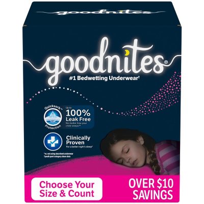 Goodnites Nighttime Bedwetting Underwear for Girls Sizes: Small - Extra Large