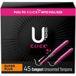 U by Kotex Click for your Perfect Fit Compact Tampons, Unscented - Super Plus, 45 ct.