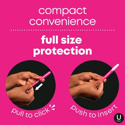 U by Kotex Click for your Perfect Fit Compact Tampons, Unscented - Super Plus, 45 ct.