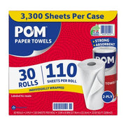 POM Individually Wrapped 2-Ply Paper Towels 110 sheets/roll, 30 rolls