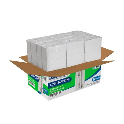 Marathon 1/8 Fold 2-Ply White Dinner Napkin, 100 napkins/pk., 12 pk.