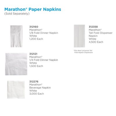 Marathon 1/8 Fold 2-Ply White Dinner Napkin, 100 napkins/pk., 12 pk.