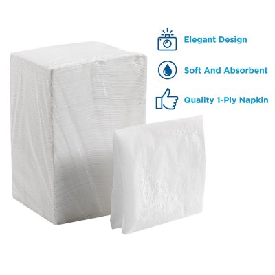 Marathon Embossed Dinner Napkins, 1-Ply, 16" x 16", White 500/pk., 3 pk.
