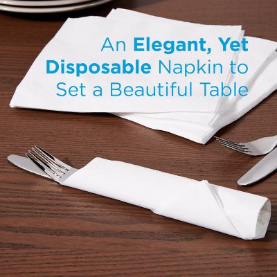 Marathon Embossed Dinner Napkins, 1-Ply, 16" x 16", White 500/pk., 3 pk.