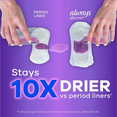 Always Discreet plus Incontinence Liners for Women, Very Light Long, 132 ct.