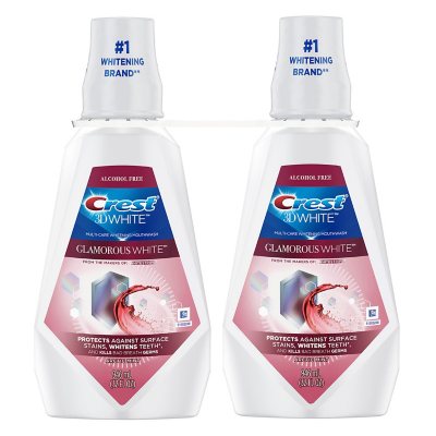 Crest 3D White Glamorous White Alcohol-Free Whitening Mouthwash, Arctic Mint, 32 fl. oz., 2 pk.