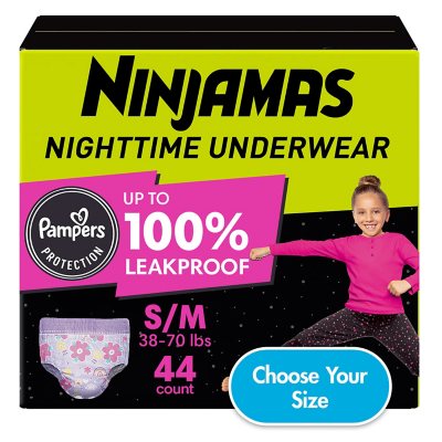 Ninjamas Nighttime Bedwetting Underwear for Girls  Size: Small-Extra Large