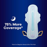 Always Ultra Thin, Size 5, Extra Heavy Overnight Pads With Wings, Unscented, 72 ct. 