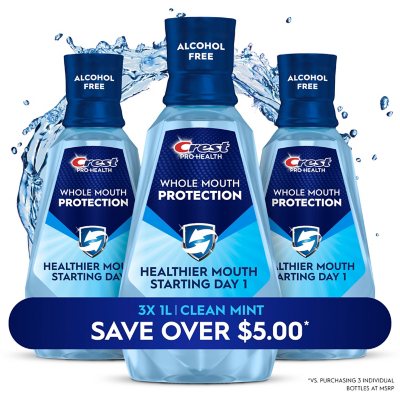 Crest Pro-Health Advantage Multi-Protection Mouthwash, Smooth Mint, 33.8 fl. oz., 3 pk.