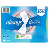 Always Infinity FlexFoam Heavy Flow Pads with Flexi-Wings, Unscented, Size 2, 80 ct.