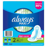 Always Maxi Long Super Pads, Unscented, Size 2, 90 ct.