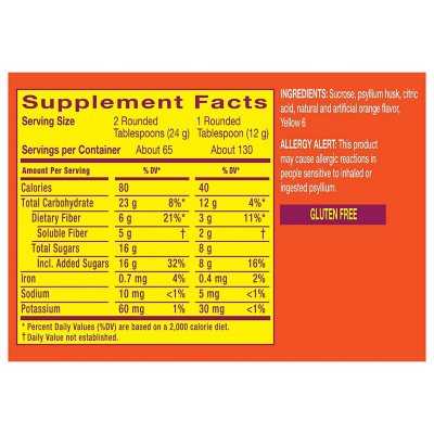 Metamucil Fiber 4-in-1 Psyllium Fiber Supplement Powder, Orange 55 oz., 2 pk.