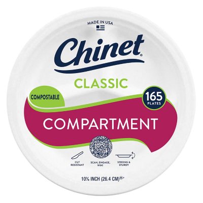 Chinet Classic Compartment Paper Plate, 10.38", 165 ct.