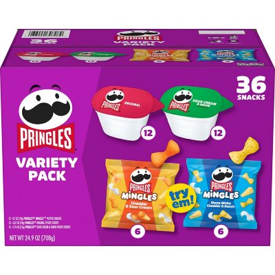 Pringles Mingles und Singles Snack-Probierpaket, 36 Stück.