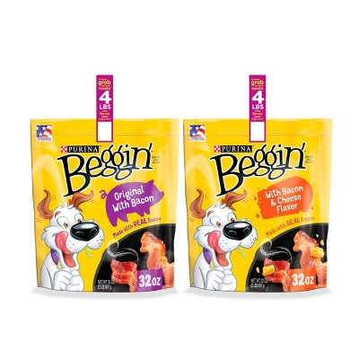 Purina Beggin' Strips Dog Treats, Bacon & Bacon and Cheese Flavors, 32 oz., 2 pk.