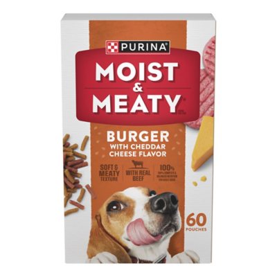 Purina Moist & Meaty Burger with Cheddar Cheese Flavor, Adult Dog Food, 6 oz., 60 ct.