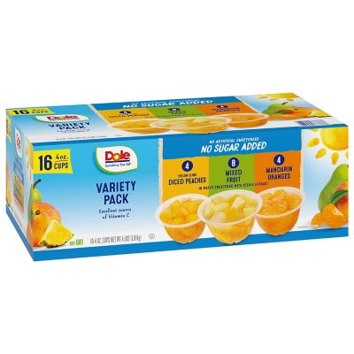 Dole No Sugar Added Mixed Fruit Variety Pack, 4 oz., 16 pk.