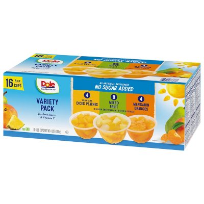 Dole No Sugar Added Mixed Fruit Variety Pack, 4 oz., 16 pk.
