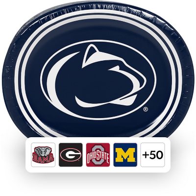 NCAA Oval Paper Plates, 10" x 12", 50 ct., Choose Team