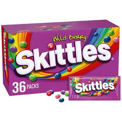 Skittles Wild Berry Fruity Chewy Candy Full Size Bulk Pack 2.17 oz., 36 ct.