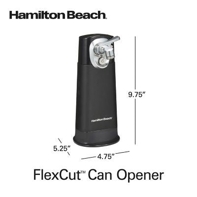 Hamilton Beach 76611FG FlexCut Electric Can Opener, Cordless & Rechargeable, Black with Chrome Accents