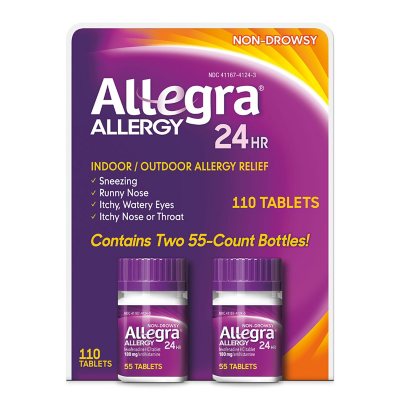 Allegra 24-Hour Indoor/Outdoor Allergy Relief Tablets, 180 mg 110 ct.