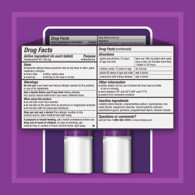 Allegra 24-Hour Indoor/Outdoor Allergy Relief Tablets, 180 mg 110 ct.