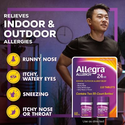 Allegra 24-Hour Indoor/Outdoor Allergy Relief Tablets, 180 mg 110 ct.