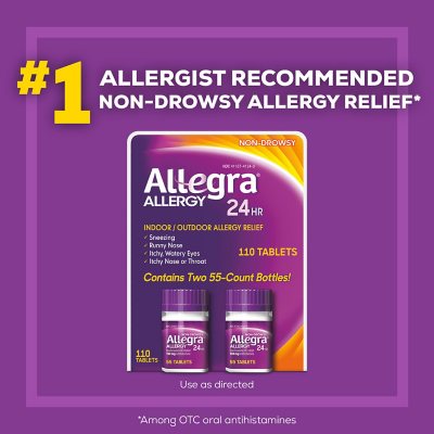 Allegra 24-Hour Indoor/Outdoor Allergy Relief Tablets, 180 mg 110 ct.