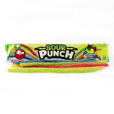 SOUR PUNCH Rainbow Straws, Chewy Candy, 2 oz., 24 ct.