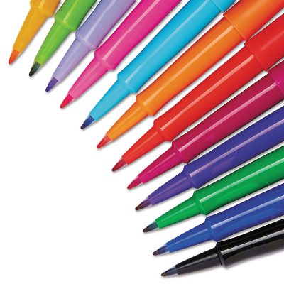Paper Mate Flair Porous Point Stick Pen, Assorted Colors Medium, 12 ct.