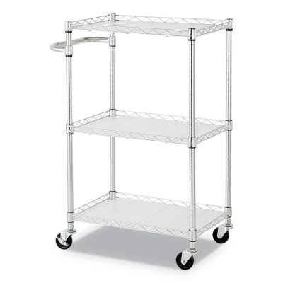 Alera 3-Shelf Wire Cart with Liners, 28.5" W x 16 " D x 39" H, Silver