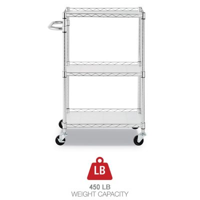 Alera 3-Shelf Wire Cart with Liners, 28.5" W x 16 " D x 39" H, Silver